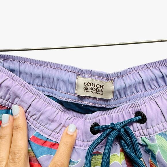 Scotch & Soda Swim Trunks Psychedelic Print in Purple Men’s Size‎ XL - Picture 3 of 9